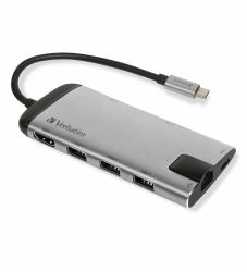 Verbatim 49142 replicatore di porte e docking station per laptop USB 3.2 Gen 1 [3.1 Gen 1] Type-C Nero, Argento 