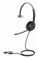 Yealink UH37 Mono Teams Auricolare Cablato A Padiglione Ufficio USB Type-C / USB Type-A Nero 
