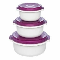 EMSA 508455 recipiente per cibo Rotondo Set Blackberry, Bianco 3 pz 