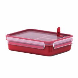 EMSA Clip & Micro Contenitore Microonde con Inserti, Rosso, 1.2L con inserti 