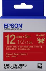 epson consumer et Epson Nastro satinato per etichettatrici LK-4RKK oro/rosso 12 mm [5 m] 