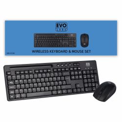 Evo Labs WM-757UK Wireless Tastiera and Mouse Combo Set, 2.4GHz Full Size Qwerty UK Layout Tastiera with Wireless Mouse, Ideal for Home or Office, Black tastiera Mouse incluso Casa/ufficio Inglese britannico Nero  - Versione UK