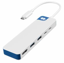 HYPER HD4101BUGL replicatore di porte e docking station per laptop USB tipo-C Blu, Bianco 