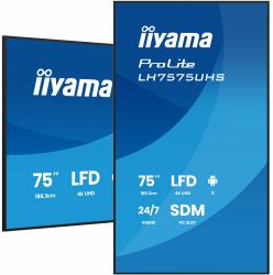 iiyama LH7575UHS-B2AG visualizzatore di messaggi Pannello piatto per segnaletica digitale 190,5 cm [75"] LCD Wi-Fi 500 cd/m² 4K Ultra HD Nero Processore integrato Android 11 24/7 