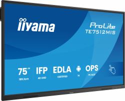 iiyama TE7512MIS-B4AG visualizzatore di messaggi Design chiosco 190,5 cm [75"] LCD Wi-Fi 400 cd/m² 4K Ultra HD Nero Touch screen Processore integrato Android 24/7 