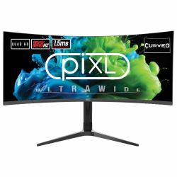 piXL CM34C7 34 Inch Ultrawide Gaming Monitor, 165Hz, 1.5ms, 3440x1440, HDMI, DisplayPort, USB Type-C, USB-B, USB-A x 2, Audio, Curve R1500, Height Adjustable, 3 Year Warranty Monitor PC 86,4 cm [34"] 3440 x 1440 Pixel UltraWide Quad HD LED Nero 