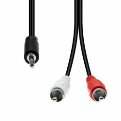 proxtend 3-Pin to 2 x RCA Cable M-M - Black 1.5M - Warranty: 360M
