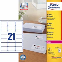 Avery L7160-100 etichetta autoadesiva Rettangolo con angoli arrotondati Permanente Bianco 2100 pz (Avery - adresseetiketter - 2100 stk. -)