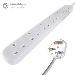 CONNEkT Gear 27-6050 prolunghe e multiple 5 m 6 presa[e] AC Interno Nero (5M 6 WAY POWER EXTENSION BLOCK - UK PLUG TO 6XUK SOCKETS - WHITE)