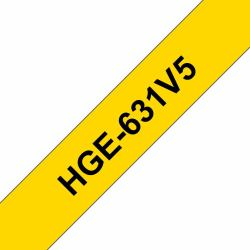 Brother HGE-631V5 label-making tape (Brother HGE631V5 Black on Yellow 12mm 8M x 12mm High Grade Tape 5 pack)