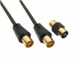 Cables Direct 2TV-10BK cavo coassiale 10 m Nero (CDL 10m TV +Female Coupler - Black)