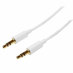 StarTech.com 2m White Slim 3.5mm Stereo Audio Cable - Male to Male (2M WHITE SLIM 3.5MM STEREO - AUDIO CABLE - MALE TO MALE)