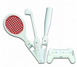 Logic3 Wii Sports Pack Bianco Joystick (LOGIC3 Wii Sports Pack - Baseball Bat Tennis Racke)