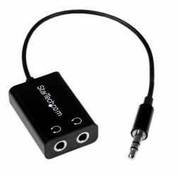StarTech.com Addatore cavo splitter mini jack per auricolari slim nero - 3,5 mm maschio a 2 x 3,5 mm femmina (Startech Addatore cavo splitter mini jack per auricolari slim nero - 3,5 mm maschio a 2...