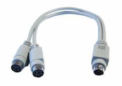 Cables Direct EX-099 cavo PS/2 0,25 m 6-p Mini-DIN 2x 6-p Mini-DIN Grigio (CDL 0.3MTR PS/2 M - 2 X PS/2 F S CABLE)