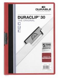 Durable Duraclip 30 cartellina con fermafoglio PVC Rosso, Trasparente (Durable DURACLIP 30 A4 Folder Red [25])