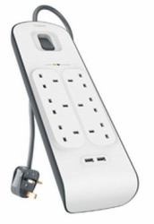 Belkin BSV604AF2M protezione da sovraccarico Bianco 6 presa[e] AC 2 m (6 WAYSURGEPROT 2M 2 X 2.4AMPUSBCHARG)