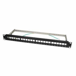 LogiLink NK4042 pezzo di pannello 1U (Keystone Panel 1U, 24 ports, - shielded, black NK4042, - Black, Metal, Rack mounting, 1U, RoHS, CE, 482 mm - Warranty: 48M)