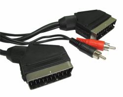 Cables Direct Scart + 2 RCA 1.5m Cavo SCART 1,5 m SCART [21-pin] Nero (SCART & Two RCA Cable)
