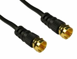 Cables Direct Coaxial F 1m cavo coassiale Nero (CDL 1m F Connector M-M - Black)