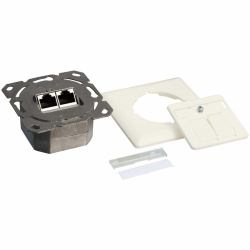 LogiLink NP0023 presa energia RJ-45 Metallico, Bianco (Cat.6 Wall Outlet 2xRJ45 STP - horizontal, pure white - Warranty: 12M)