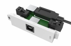 Vision TC3 USBB+ USB Bianco presa energia (Modular AV faceplate component - USB B [on front] to A module - A type socket on the rear and square B type socket on the front - USB 3.0 backward compati...