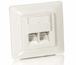Equip 125721 presa energia RJ-45 Bianco (NWK Dose Cat.5e / AP 2xRJ-45 e - Cat.5e German Modular Outlet - Set, RJ-45, 5e, White, Plastic, 80 mm, 39 mm - Warranty: 12M)