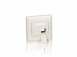 Equip 760303 Placca copripresa e copri interruttori Bianco (NWK Dose Keystone Jacks / UP 2 - 2-Port German Faceplate, - White, Universal, 80 mm, 80 mm, 74 g, 160 mm - Warranty: 12M)