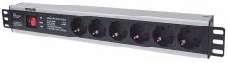 Intellinet 19" 1.5U Rackmount 6-Output Power Distribution Unit [PDU] EU CEE 7/3 Outlets, With On/Off Switch and Surge Protection, Built-in 3 m [10 ft.] Power Cord with EU CEE 7/4 Plug (19" 1.5U Rac...