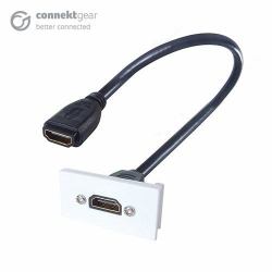CONNEkT Gear 20-0006 Placca copripresa e copri interruttori Bianco (0.3M AV SNAP IN HDMI 25X50 - WHITE)