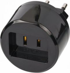 Brennenstuhl 1508500010 adattatore per presa di corrente Tipo A Tipo C [Europlug] Nero (Power plug adapter Type A - Type C [Europlug] Black - Travel Adapter USA =<gt/> Euro with 2.5A fuse - Warrant...