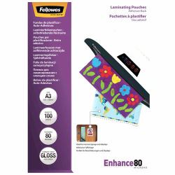 Fellowes 5302302 pellicola per plastificatrice A3 100 pz (Adh Back Lamin Pouch A3 80mic 100pk)