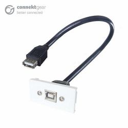 CONNEkT Gear 20-0013 Placca copripresa e copri interruttori Bianco (0.2M AV SNAP-IN USB2-B 25X50 - WHITE)