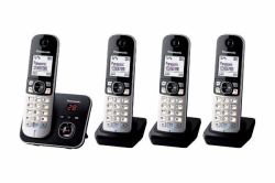 Panasonic KX-TG6824GB telefono Telefono DECT Identificatore di chiamata Nero, Argento (KX-TG6824GB EU Version - KX-TG6824GB, DECT telephone, - 120 entries, Caller ID, Black, Silver - Warranty: 12M)