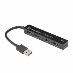 connektgear 4 Port USB 3 Type A Hub - with UK Power Supply - Black (4 PORT HUB USB 3 - WITH UK - POWER SUPPLY - BLACK)
