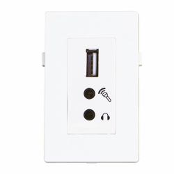 Garbot BN4900-USB A+2XJ presa energia Bianco (USB2.0+2x Mini Jack Module. - White. 20cm - Warranty: 12M)