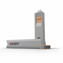 Lindy 40428 clip sicura Chiave bloccaporta USB tipo-C Grigio, Arancione 4 pz (Port blocker key Grey, Orange - 4 pc[s] 40428, Port blocker - key, Grey, Orange, 4 pc[s] - Warranty: 24M)