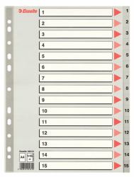 Esselte 100131 intercalare Indice a linguetta numerico Polipropilene [PP] Grigio (Esselte register PP A4 1-15 grÃ¥)
