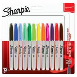 Sharpie 2065404 marcatore permanente Multicolore 12 pz (Sharpie 2065404 Permanent Markers 0.9mm Fine Point 12 Assorted Colours)