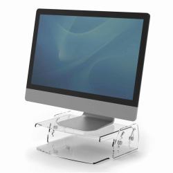 Fellowes 9731101 vassoio da scrivania Acrilico Trasparente (Fellowes 9731101 Clarity Adjustable Monitor Riser)
