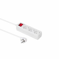 Microconnect GRU003W-SWITCH prolunghe e multiple 1,5 m 3 presa[e] AC Interno Bianco (3-way Schuko Socket 1,5M White - With ON/OFF Switch, - with child protection - Warranty: 300M)