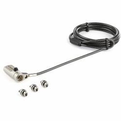 StarTech.com 6.5' [2m] 3-in-1 Universal Laptop Cable Lock - 4-Digit Combination Laptop/Desktop Security Cable Lock Compatible w/ K-Slot, Nano & Wedge Slot Computer - Anti-Theft Steel Cable (2M LAPT...