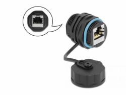 DeLOCK Cavo Connettore RJ45 femmina per RJ45 femmina Cat.6A con cappuccio di protezione impermeabile (Delock netvÃ¦rkskobling - sort, blÃ¥)