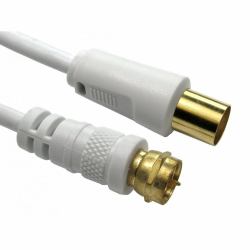 Cables Direct 2-FM-9M-00 cavo coassiale 3C-2V 0,5 m TV F Bianco (CDL 0.5mtr TV to F Connector Cable)