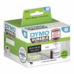DYMO LabelWriter Durable Industrial Labels | 19mm x 64mm | White Poly | 2 Rolls of 450 [900 Self-Adhesive Labels] | Authentic | For LabelWriter Label Makers (Dymo 2112284 LW Durable Barcode label 1...