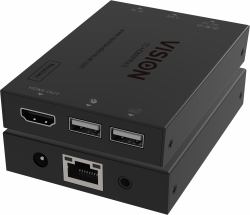 Vision HDMI-over-IP Receiver Ricevitore AV Nero (HDMI and USB over IP Receiver - receiver only, transmitter needs to be purchased separately - transmits HDMI one to one or one to many - transmits U...