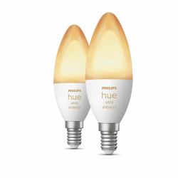 Philips Hue White ambience Candle - E14 smart bulb - [2-pack] (Philips Hue White ambiance - LED-Lampe - Form: B39 - E14 - 4 W [Entsprechung 25 W])