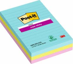 3M 7100234251 pouch autoadesiva Rettangolo Verde, Rosa, Turchese 90 fogli Autoadesivo (Post-It Pack of 3 Super Sticky Notes 101x152mm Ruled Cosmic Colours)