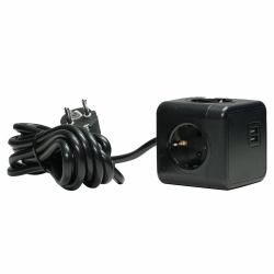 Microconnect GRUCUBE2USB-B3 prolunghe e multiple 3 m 3 presa[e] AC Interno Nero (Power Cube Duo USB & Power, 3m - Warranty: 24M)