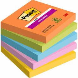 Post-It 7100258933 pouch autoadesiva Quadrato Blu, Verde, Arancione, Rosa, Giallo 90 fogli Autoadesivo (Post it Pack of 5 Super Sticky Notes Boost Colours 76x76mm 90 Sheets)